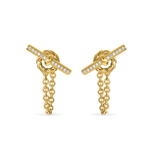 DY Mercer Petite Toggle Stud Earrings in 18K Yellow Gold with Diamonds, 38.2mm