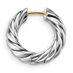 Sculpted Cable Hoop Earrings in Sterling Silver, 18.6mm