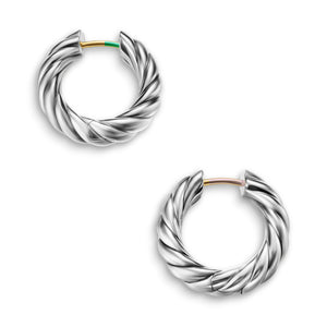 Sculpted Cable Hoop Earrings in Sterling Silver, 18.6mm
