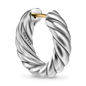 Sculpted Cable Hoop Earrings in Sterling Silver, 18.6mm