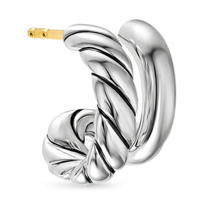 DY Mercer Double Hoop Huggie Earrings in Sterling Silver, 13.5mm