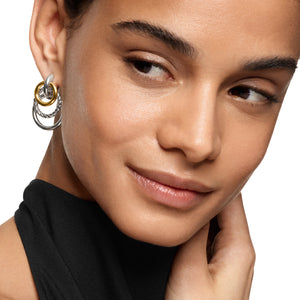 DY Mercer Triple Ring Drop Earrings in Sterling Silver with 18K Yellow Gold, 35.6mm