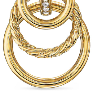 DY Mercer Triple Ring Drop Earrings in 18K Yellow Gold with Diamonds, 35.6mm