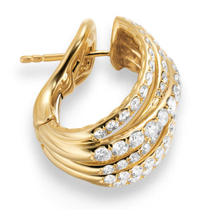 Pavé Crossover Shrimp Earrings in 18K Yellow Gold with Diamonds, 19.6mm