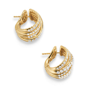 Pavé Crossover Shrimp Earrings in 18K Yellow Gold with Diamonds, 19.6mm