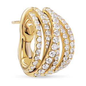 Pavé Crossover Shrimp Earrings in 18K Yellow Gold with Diamonds, 19.6mm
