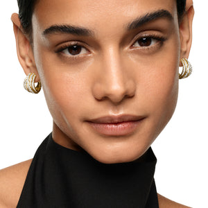 Pavé Crossover Shrimp Earrings in 18K Yellow Gold with Diamonds, 19.6mm