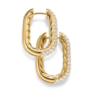 DY Madison Smooth Hoop Earrings in 18K Yellow Gold with Diamonds, 24.3mm