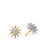 Starburst Stud Earrings in Sterling Silver with 18K Yellow Gold with Diamonds, 10.6mm
