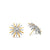 Starburst Stud Earrings in Sterling Silver with 18K Yellow Gold with Diamonds, 19mm