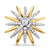 Starburst Stud Earrings in Sterling Silver with 18K Yellow Gold with Diamonds, 19mm