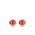 Bezel Set Stud Earrings in 18K Yellow Gold with Pink Tourmalines, 6.6mm