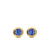 Bezel Set Stud Earrings in 18K Yellow Gold with Tanzanite, 6.6mm