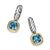 DY Mercer Color Drop Earrings in Sterling Silver with 14K Yellow Gold and Hampton Blue Topaz, 6mm