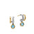 DY Mercer Color Two Row Drop Earrings in Sterling Silver with 18K Yellow Gold and Sky Blue Topaz, 19.5mm