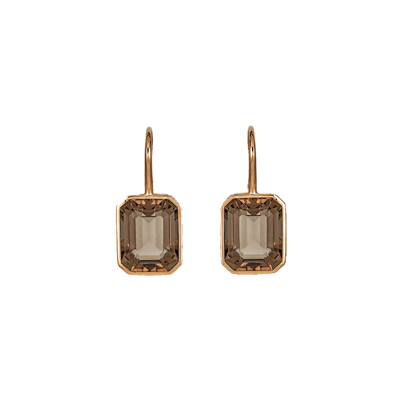 Sabel Collection Rose Gold Smoky Quartz Drop Earrings