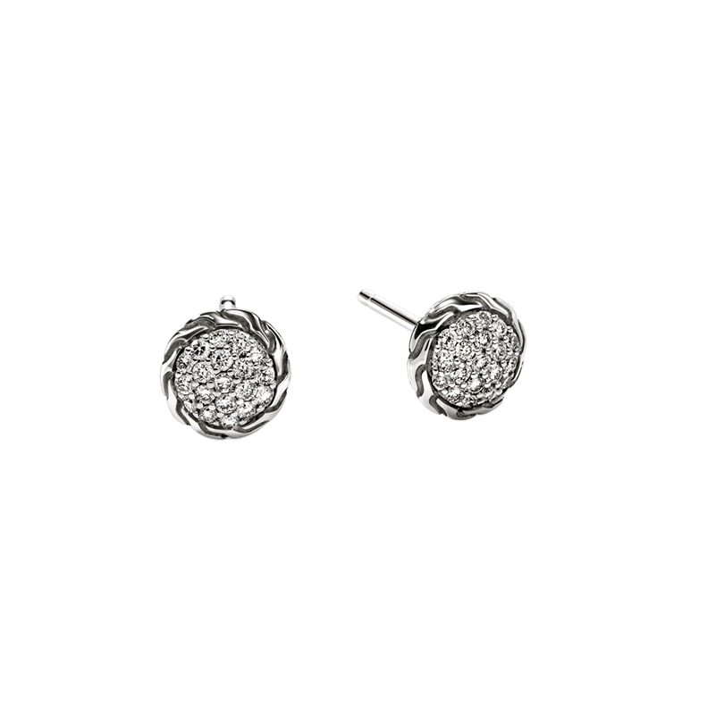 John Hardy Essentials Sterling Silver Diamond Stud Earrings