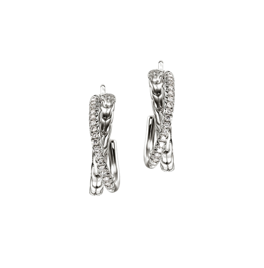 John Hardy Essentials Sterling Silver Diamond Crossover Earrings