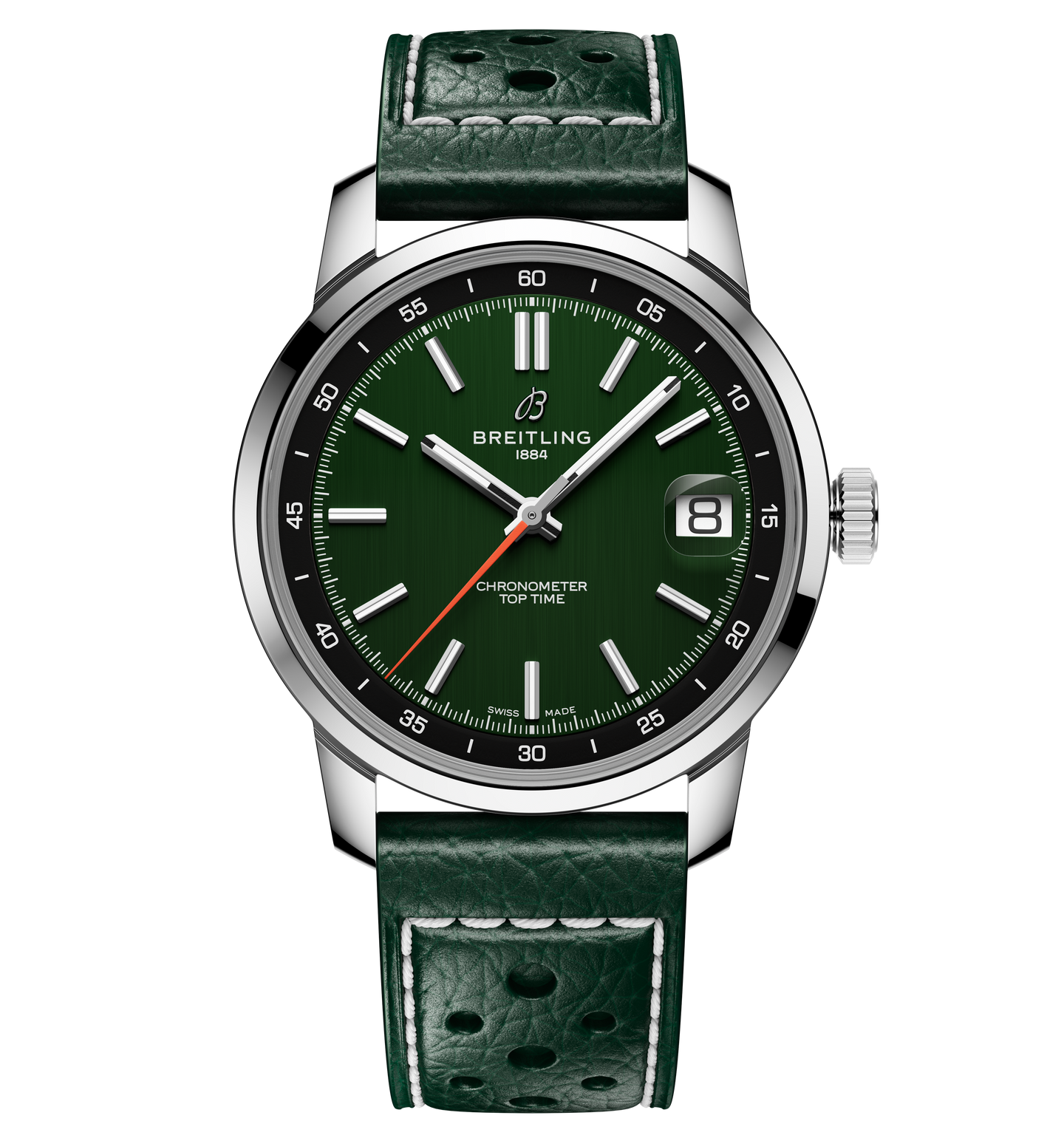 Breitling Top Time B31 38mm Watch with Green Leather Strap
