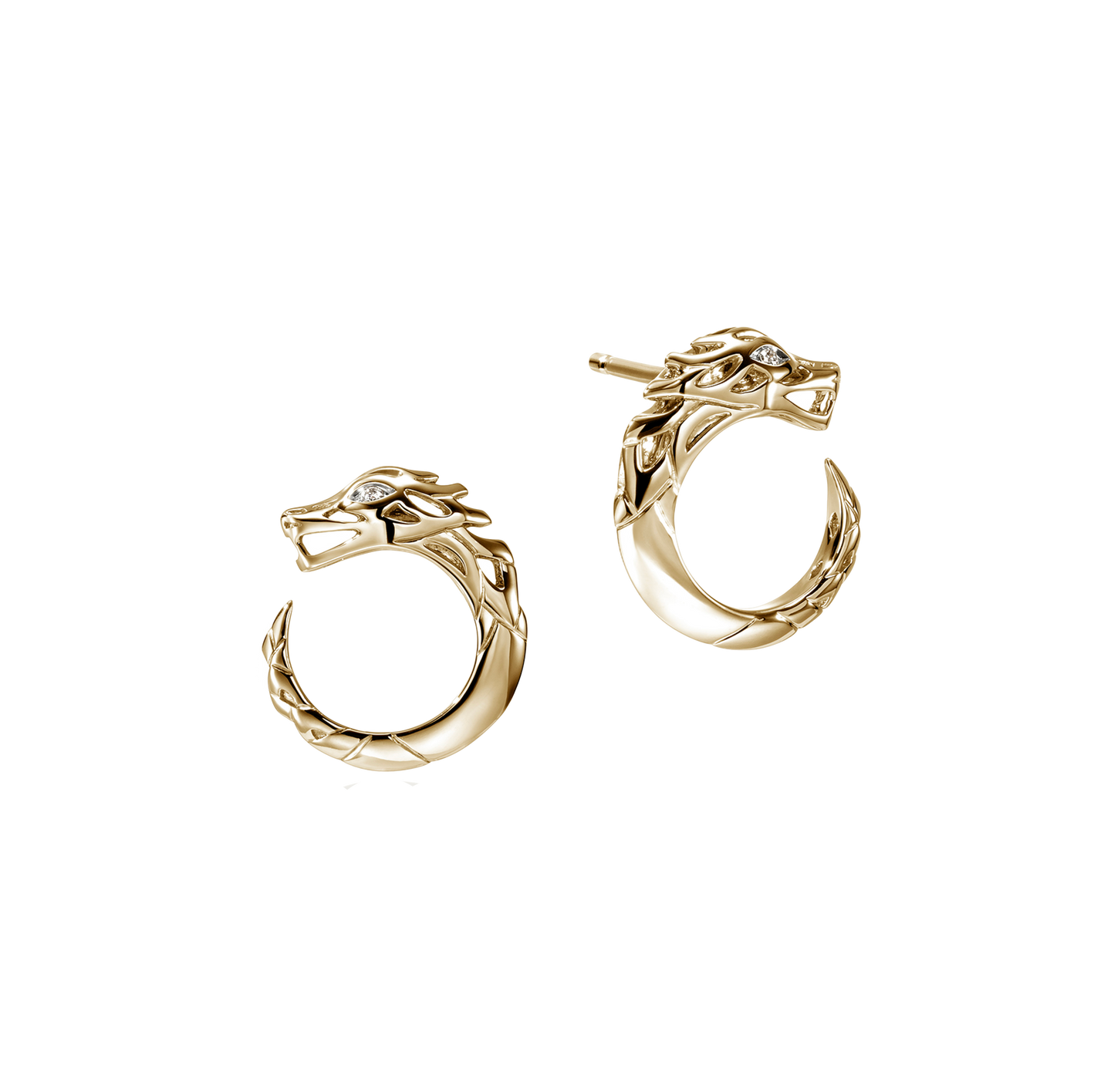 John Hardy Naga Dragon Stud Earrings with Diamond Eyes