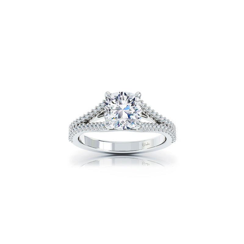 The Studio Collection Cushion Center Diamond and Split Diamond Shank Engagement Ring