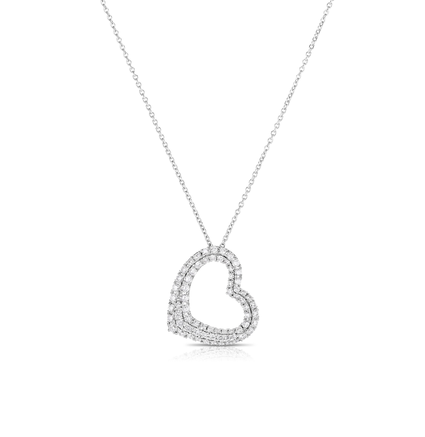 Sabel 14K White Gold Open Heart Diamond Pendant