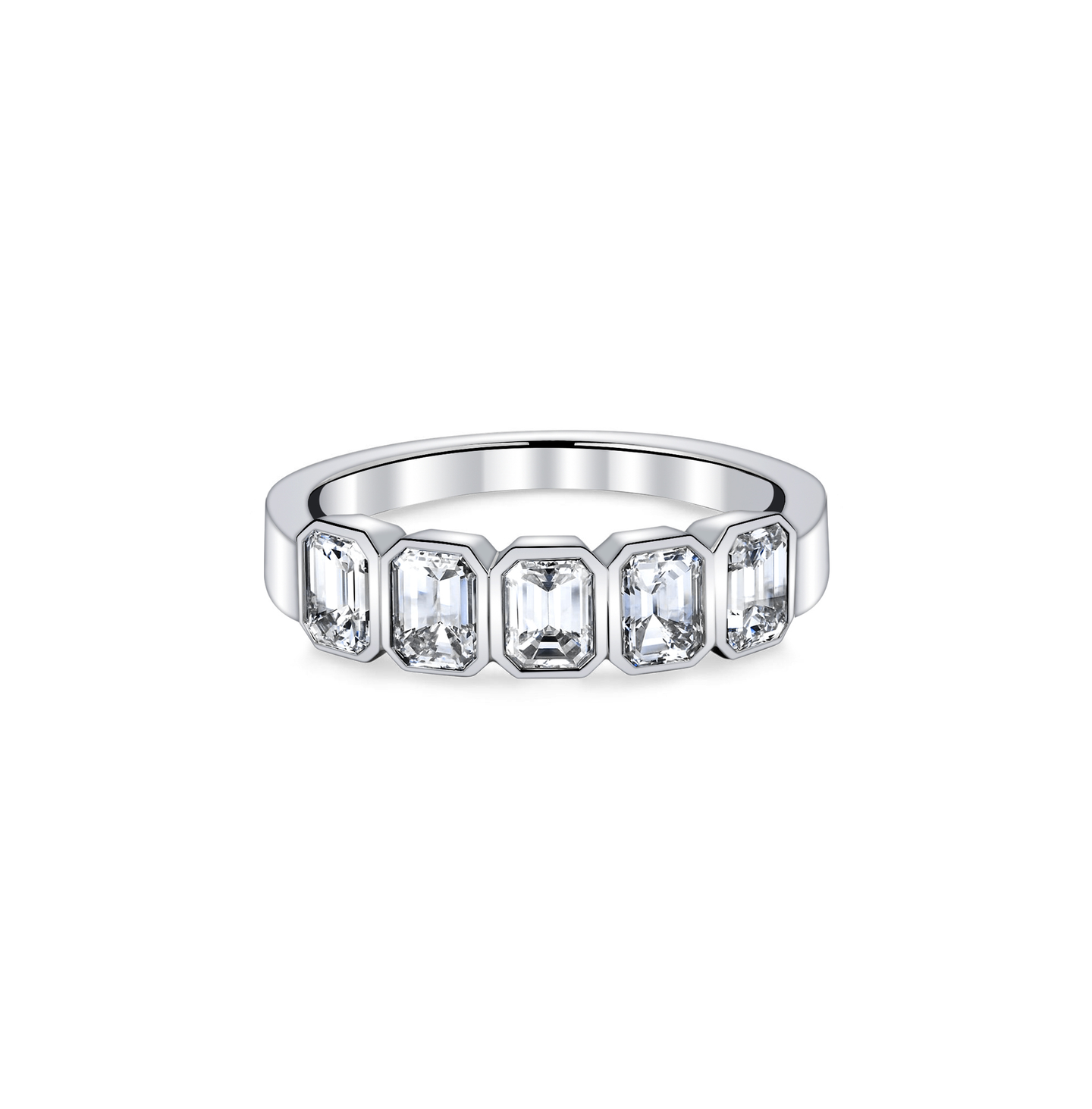 Fink's Exclusive Emerald Cut Diamond Bezel Set Band in Platinum