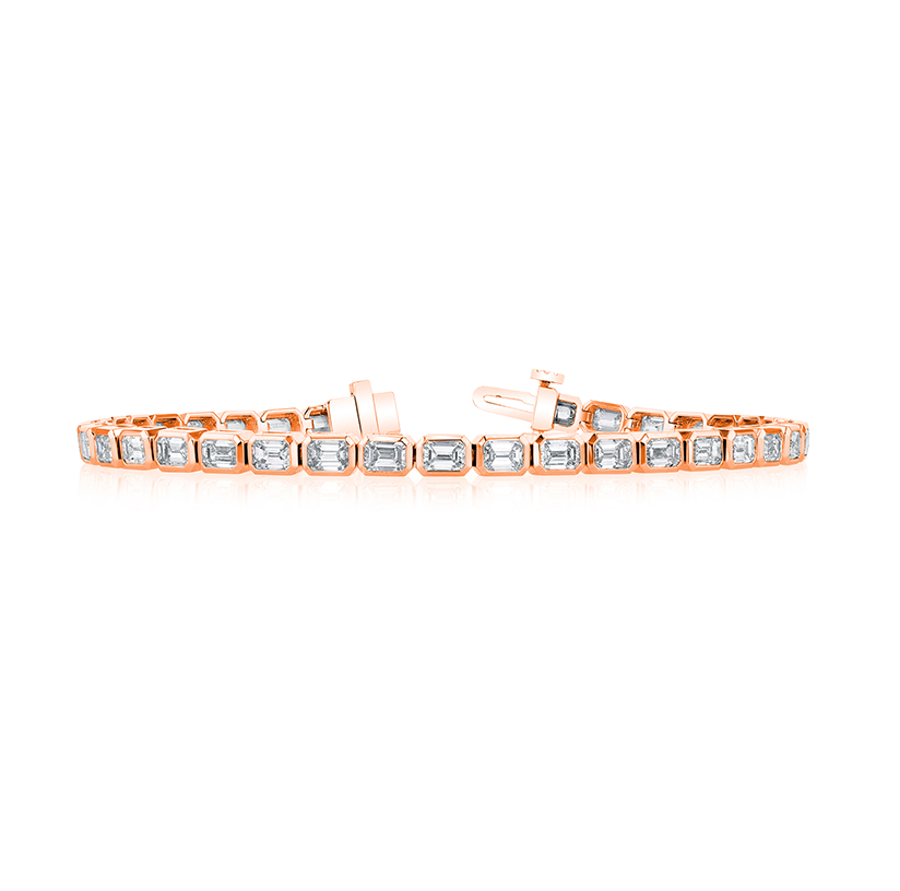 Sabel Collection Rose Gold Emerald Cut Diamond Tennis Bracelet