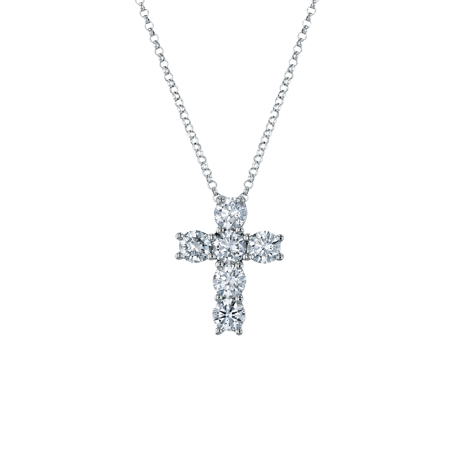 Sabel Collection Platinum Round Diamond Cross Pendant