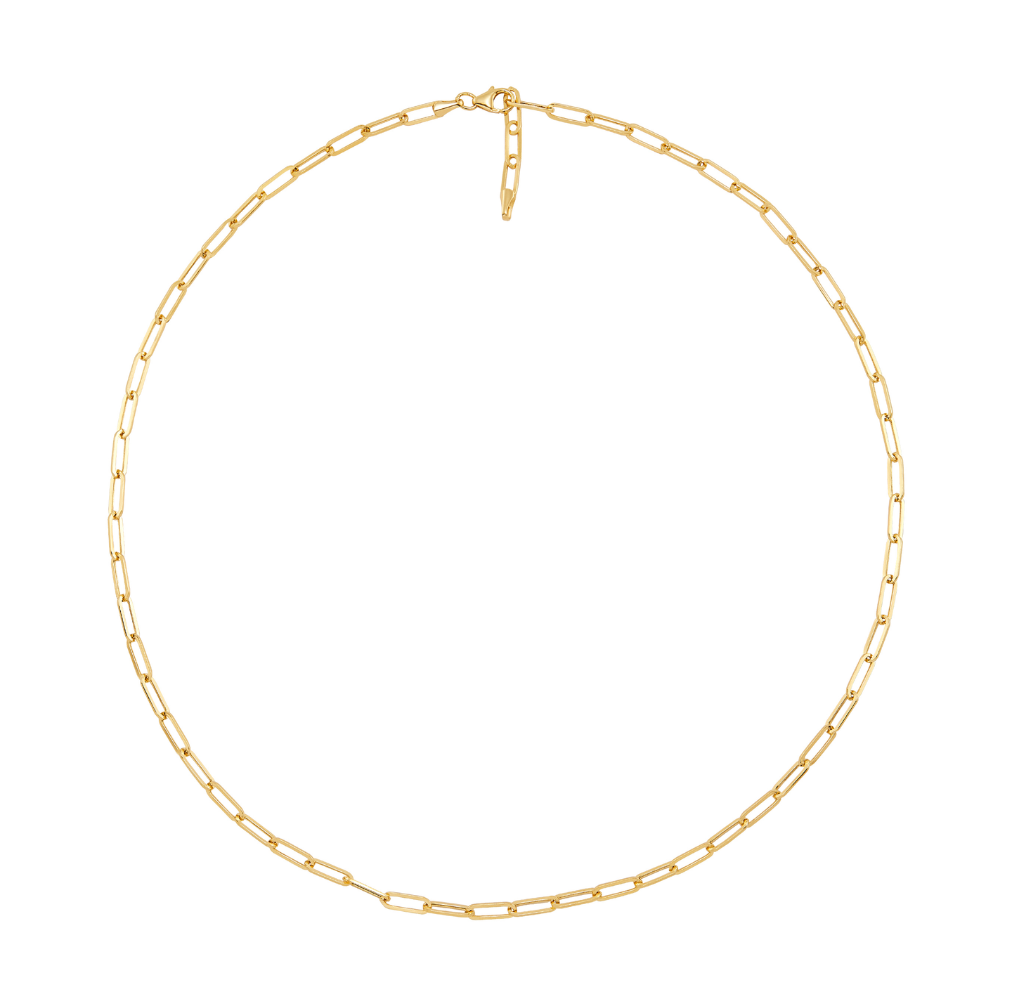 Yellow Gold Paperclip Chain Necklace