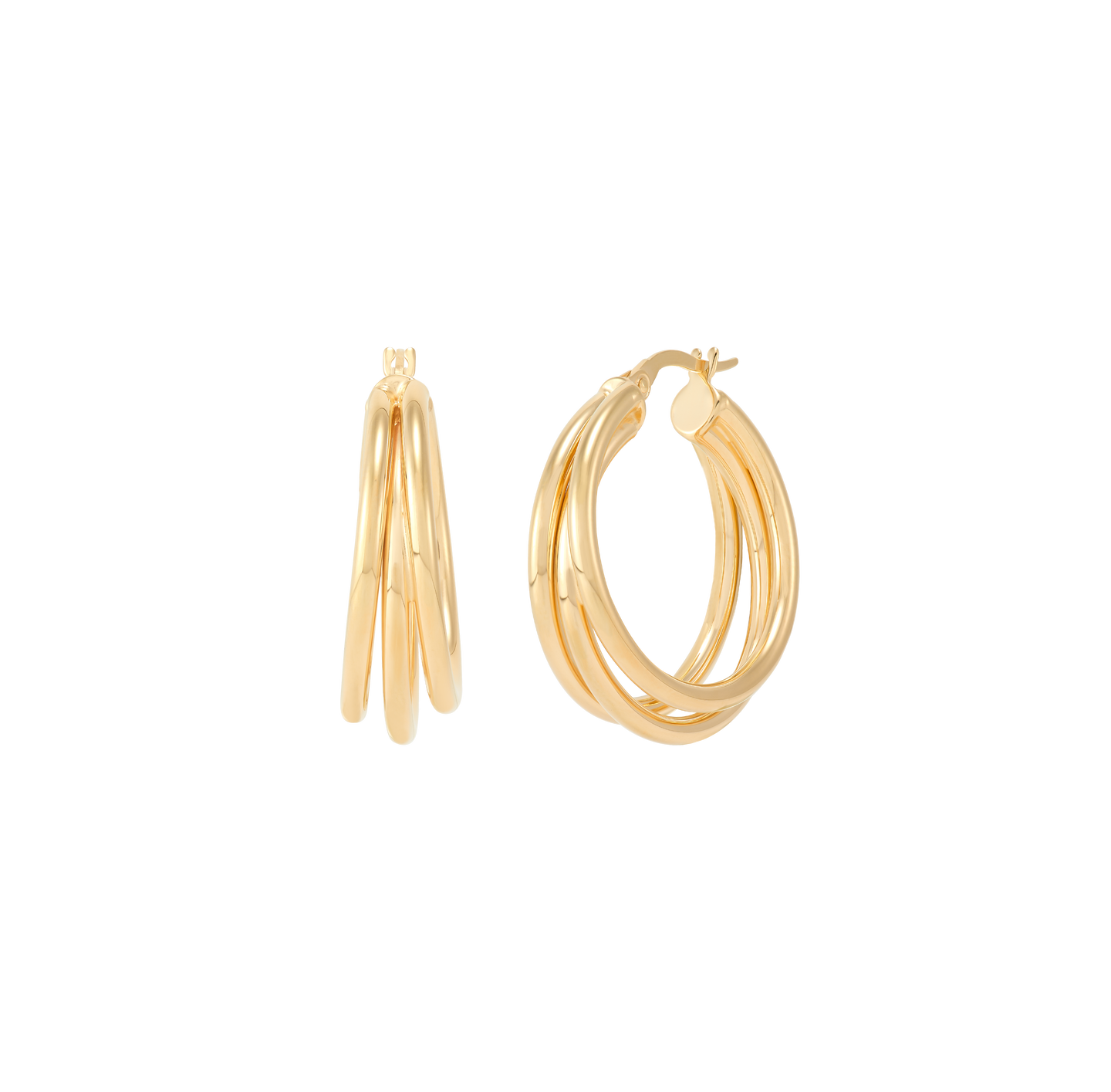 Sabel Collection Yellow Gold Triple Row Hoop Earrings