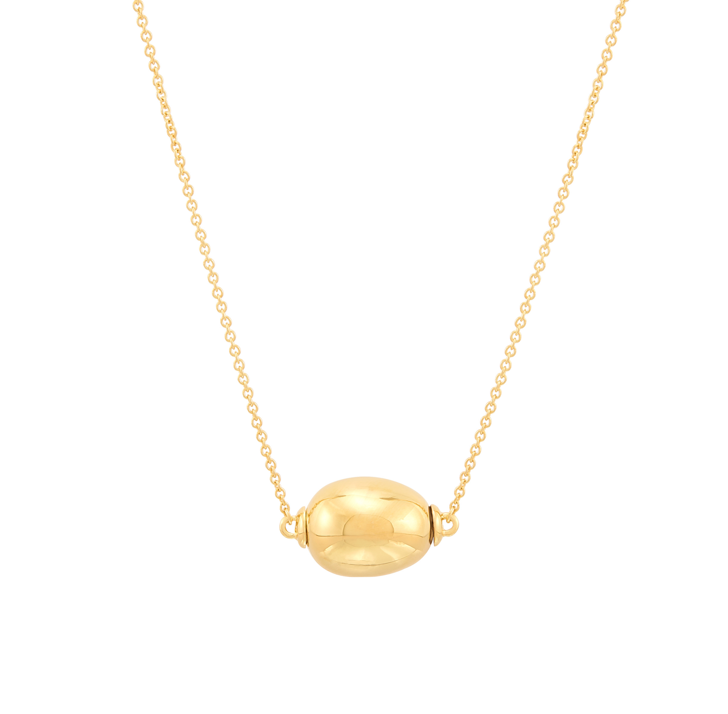 Sabel Collection Polished Yellow Gold Oval Bead Pendant