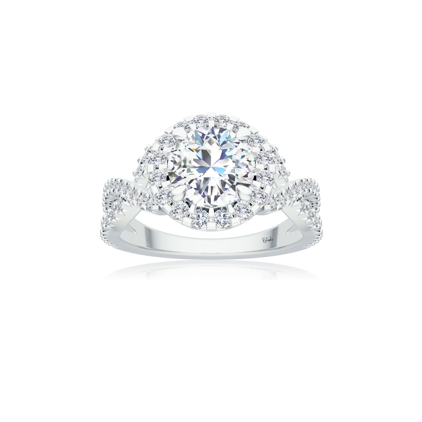 The Studio Collection Round Center Diamond Twist Shank Engagement Ring