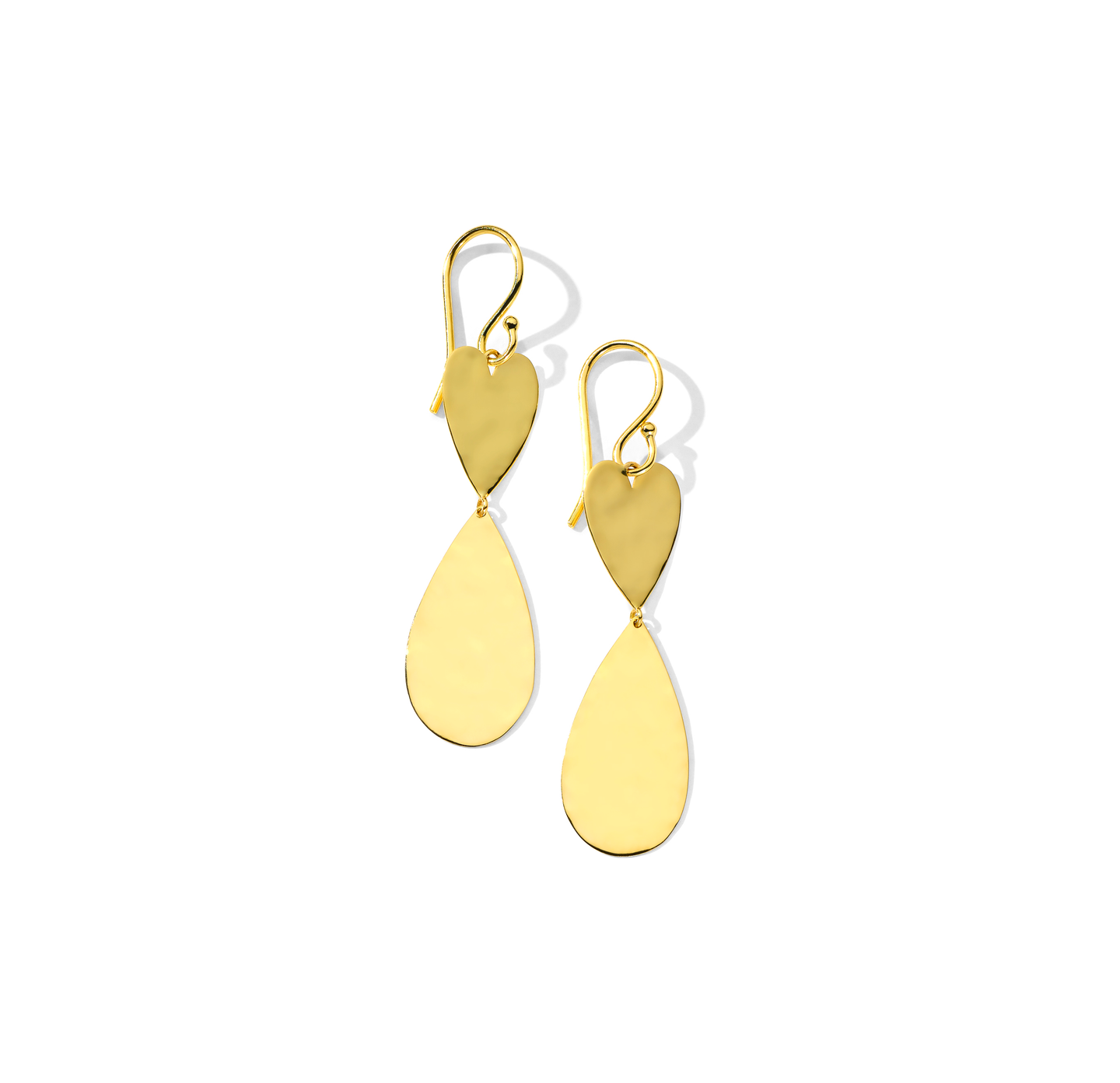 IPPOLITA Classico Crinkle Heart and Teardrop Dangle Earrings in yellow gold
