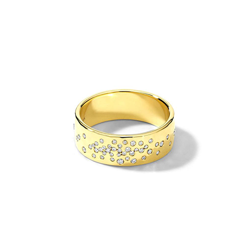 IPPOLITA Stardust Yellow Gold Crinkle Band with Diamonds