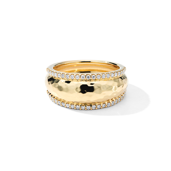 IPPOLITA Stardust 18K Yellow Gold Diamond Thin Goddess Dome Ring