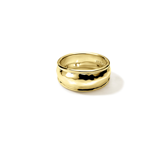 IPPOLITA Classico Yellow Gold Thin Goddess Hammered Ring