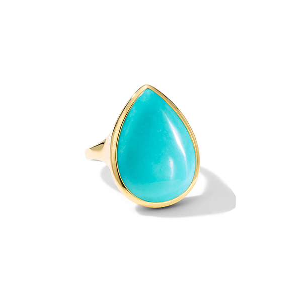 IPPOLITA Polished Rock Candy 18K Yellow Gold Medium Teardrop Ring in Turquoise