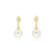 Sabel Collection Yellow Gold Pearl Drop Earrings with Diamonds