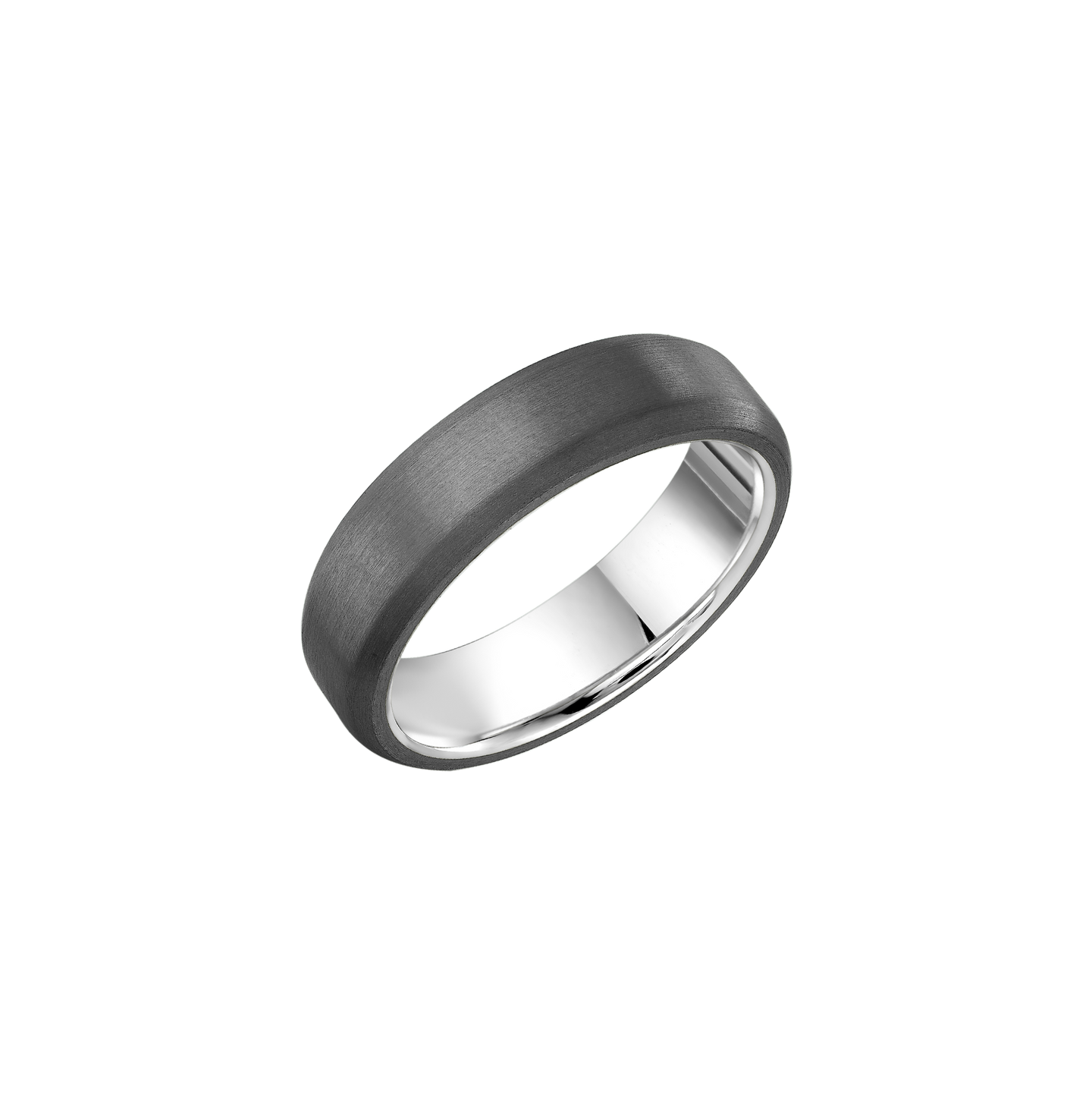 6mm White Gold and Brushed Tantalum Wedding Band