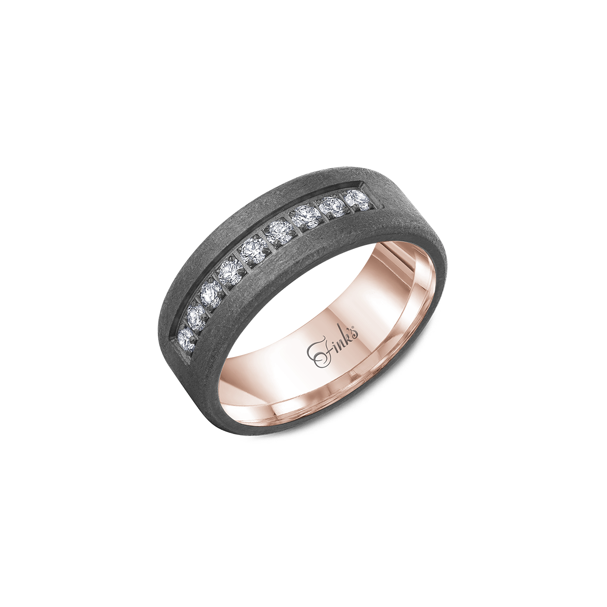 Fink's Rose Gold and Tantalum Wedding Band with Diamonds