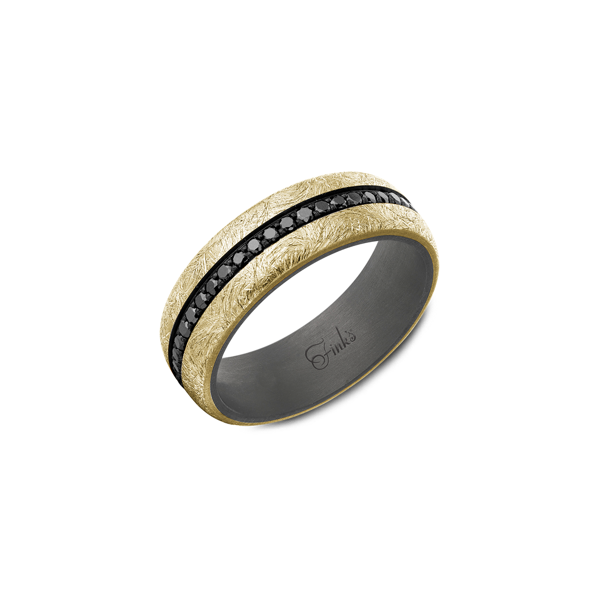 Fink's Yellow Gold and Tantalum Wedding Band with Black Diamonds