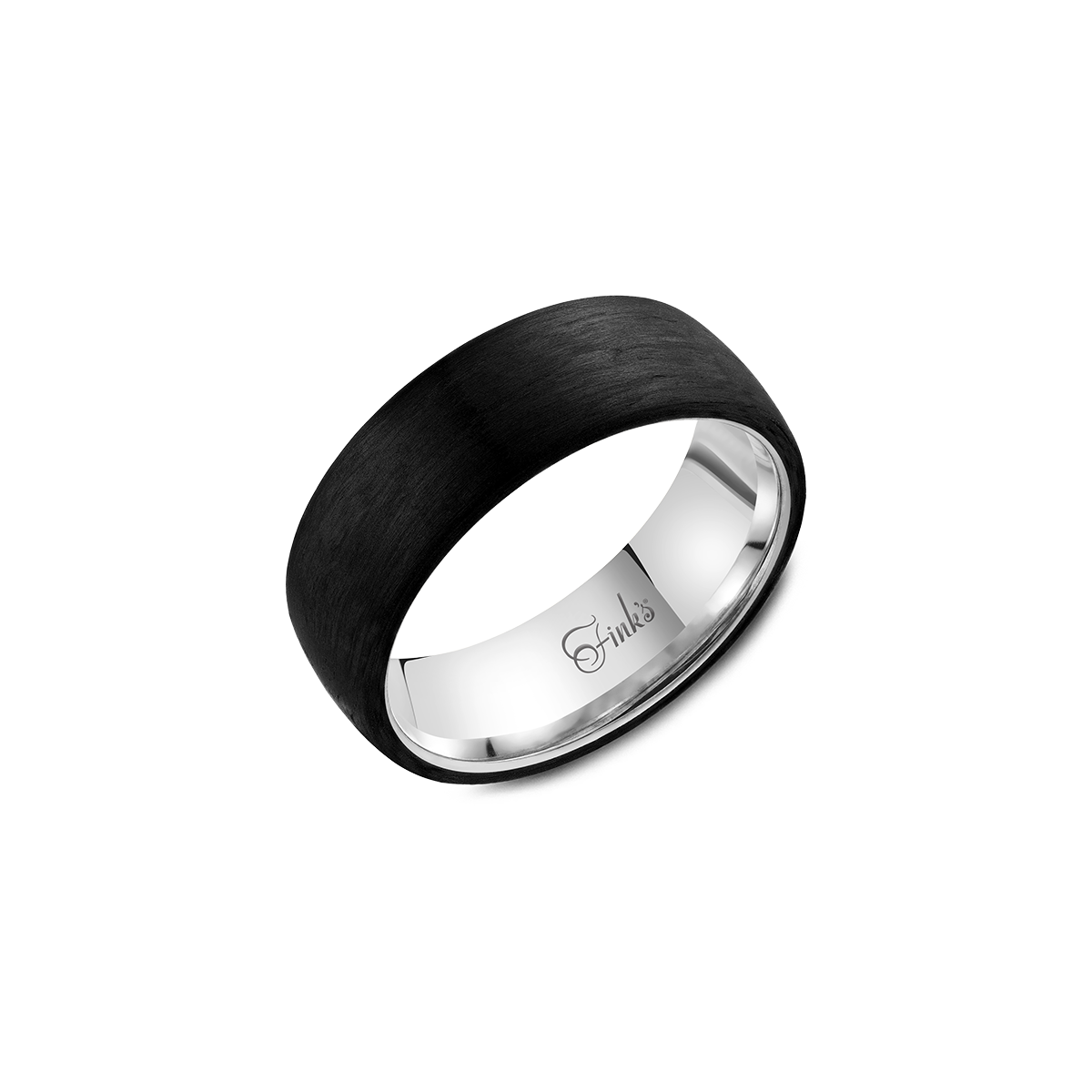 Fink's White Gold and Forged Carbon Fiber Wedding Band