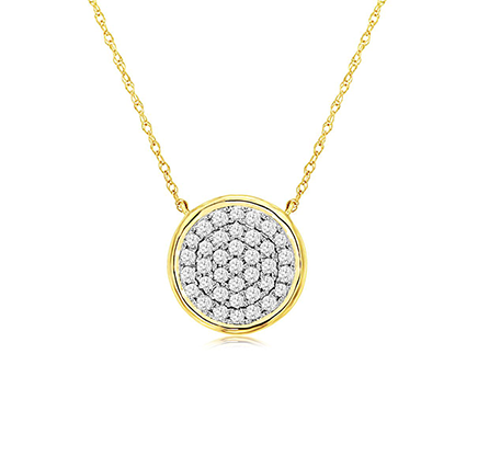 Sabel Collection 14K Yellow Gold Round Diamond Pave Necklace
