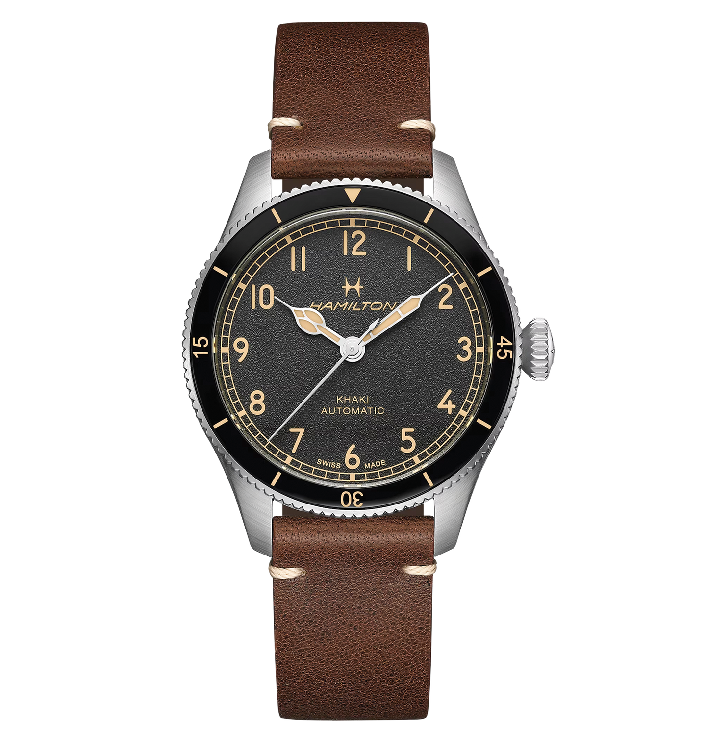 Hamilton Khaki Aviation Pilot Pioneer Watch with Brown Leather Strap