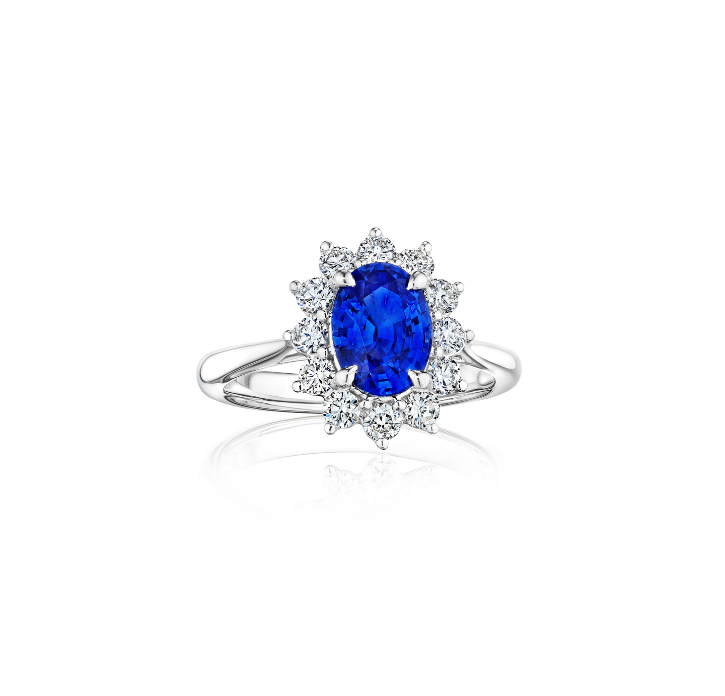 Sabel Collection White Gold Sapphire and Diamond Sunburst Ring