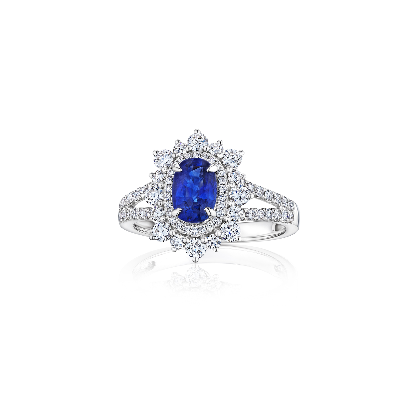 Sabel Collection White Gold Sapphire and Diamond Split Shank Ring