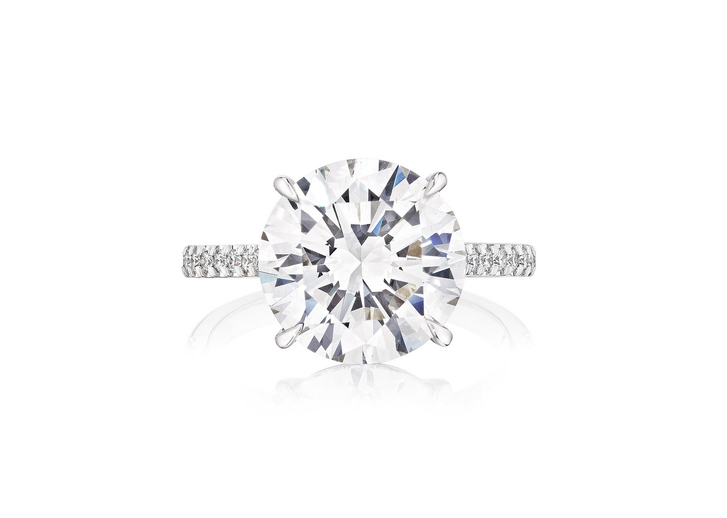 Fink's Exclusive Platinum Round Diamond Engagement Ring with Accent Diamond Band