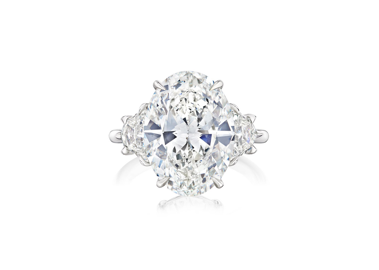 Fink's Exclusive Platinum Oval Diamond Engagement Ring with Diamond Side Accents