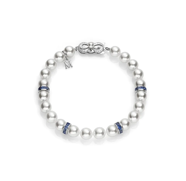 Mikimoto Ocean Akoya Pearl and Blue Sapphire Rondelle Bracelet